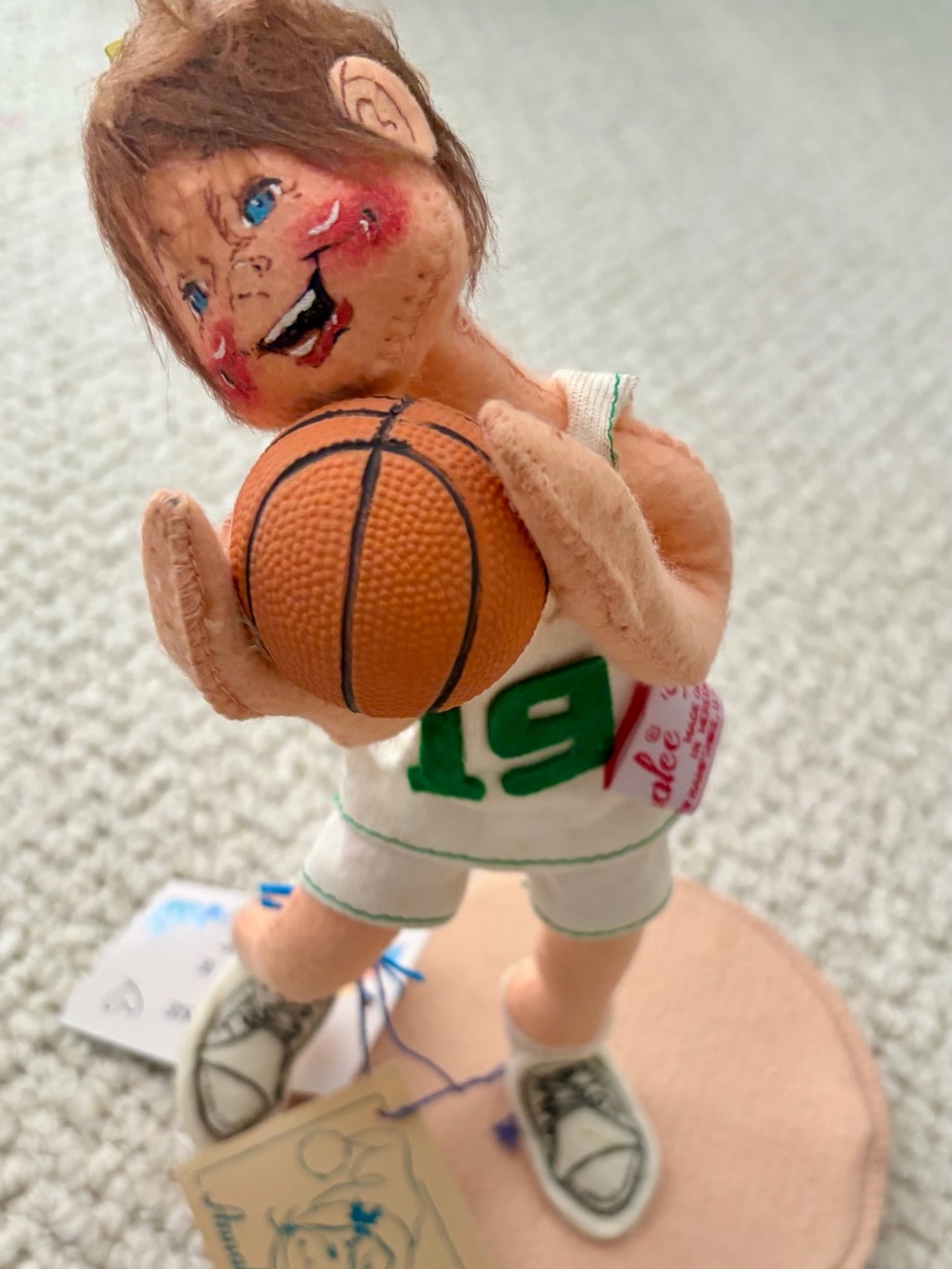 Plush Basketball Player Figurine in Green and White